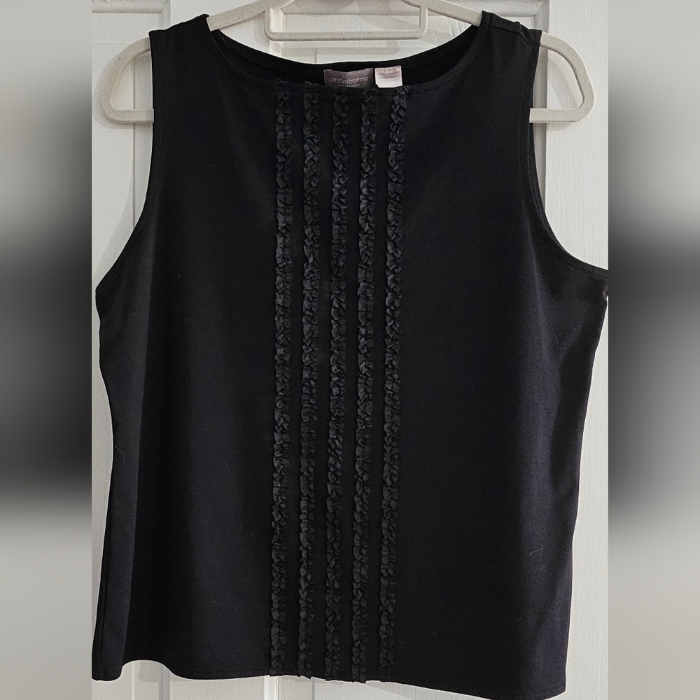 Liz Claiborne Black Textured Tank Top